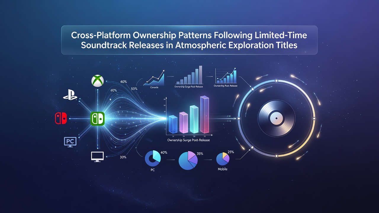 Data visualization showing ownership spikes across PC, console, and mobile platforms following limited soundtrack releases in atmospheric exploration titles