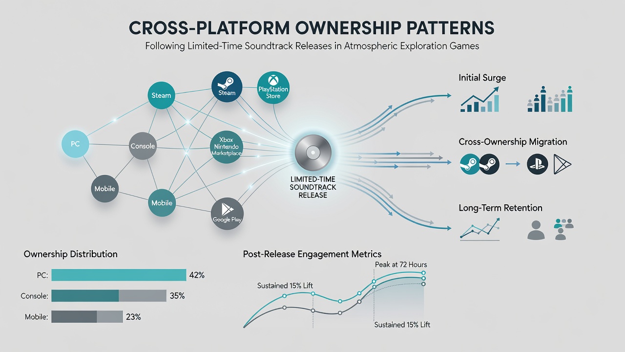 Chart illustrating regional differences in ownership growth rates after limited-time soundtrack releases across North America, Europe, and Asia-Pacific markets