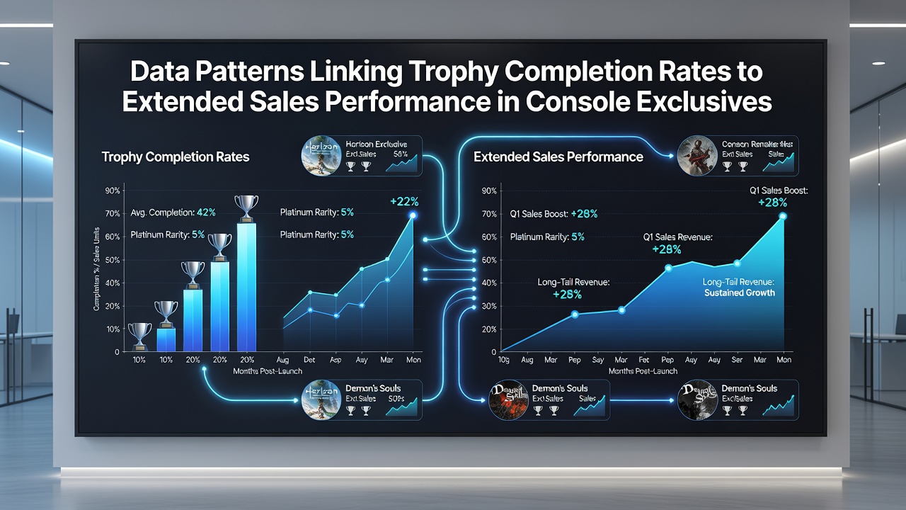 Regional sales heatmaps comparing trophy engagement levels with extended performance metrics for console exclusives in 2025 and 2026