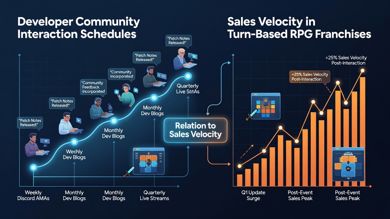 Turn-based RPG development teams coordinating community updates through scheduled forums and digital channels