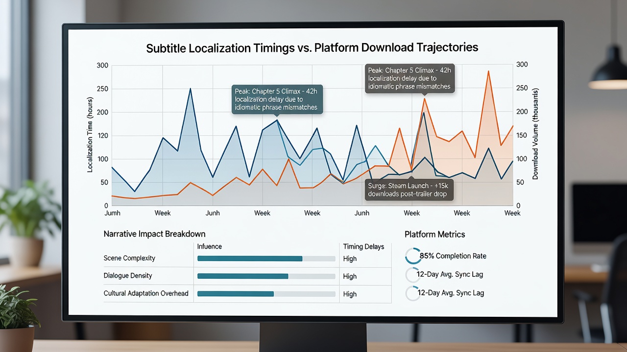 Comparative graph of download trajectories for localized narrative adventure titles on Steam versus major console platforms in 2026