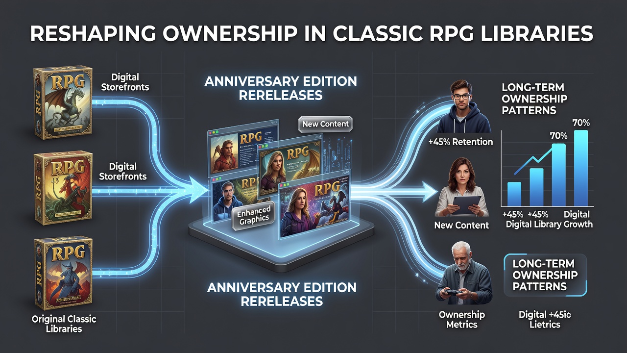 Digital storefront interface showing classic RPG anniversary editions with ownership indicators and purchase history timelines