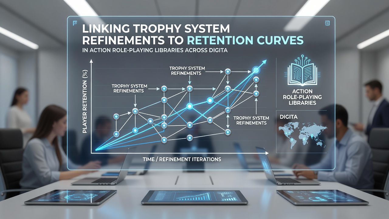 Graph illustrating retention metrics before and after trophy refinements in digital action role-playing libraries