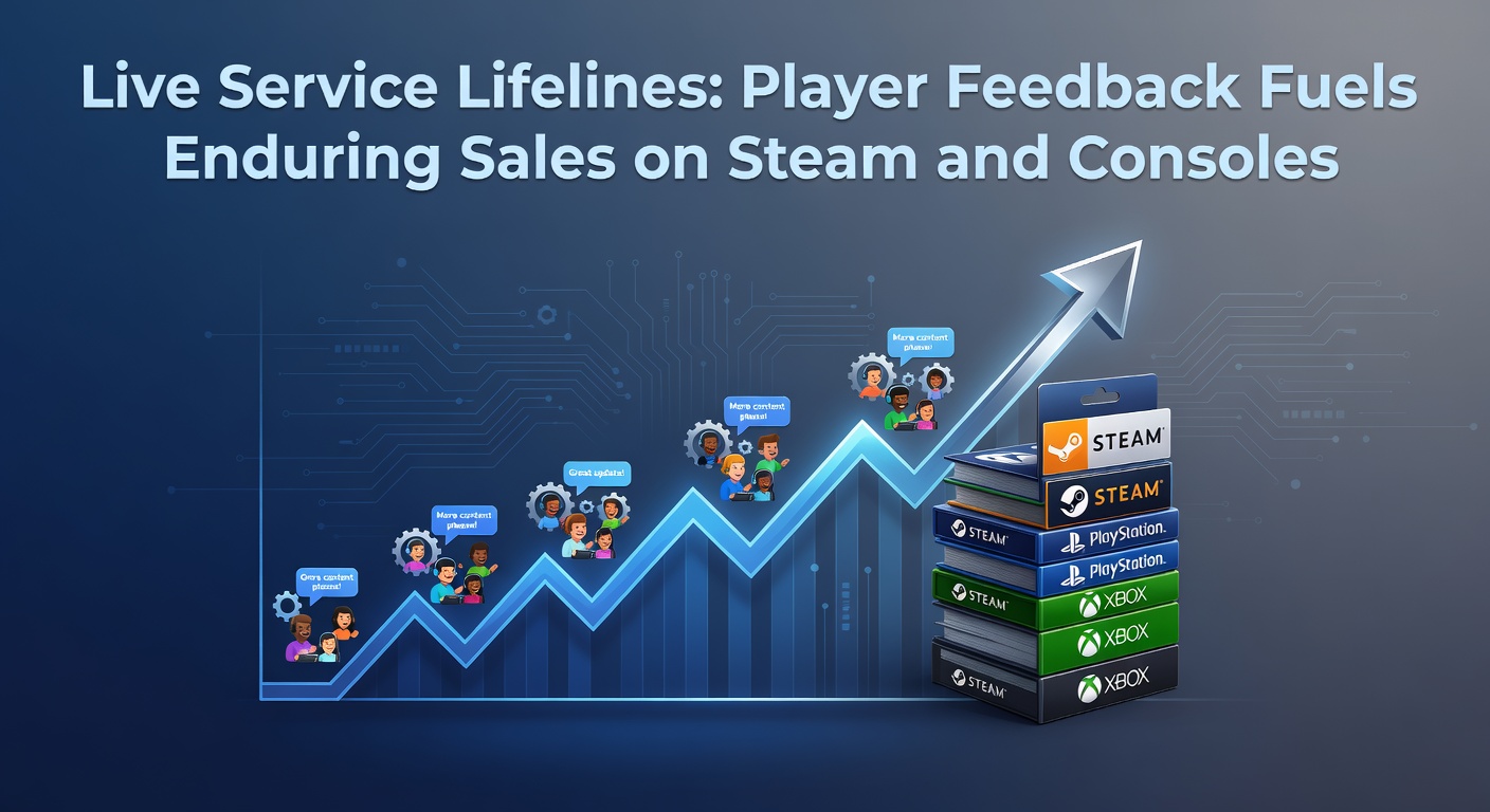 Graph illustrating the sustained sales trajectory of top live service games on Steam, highlighting peaks driven by community-driven updates