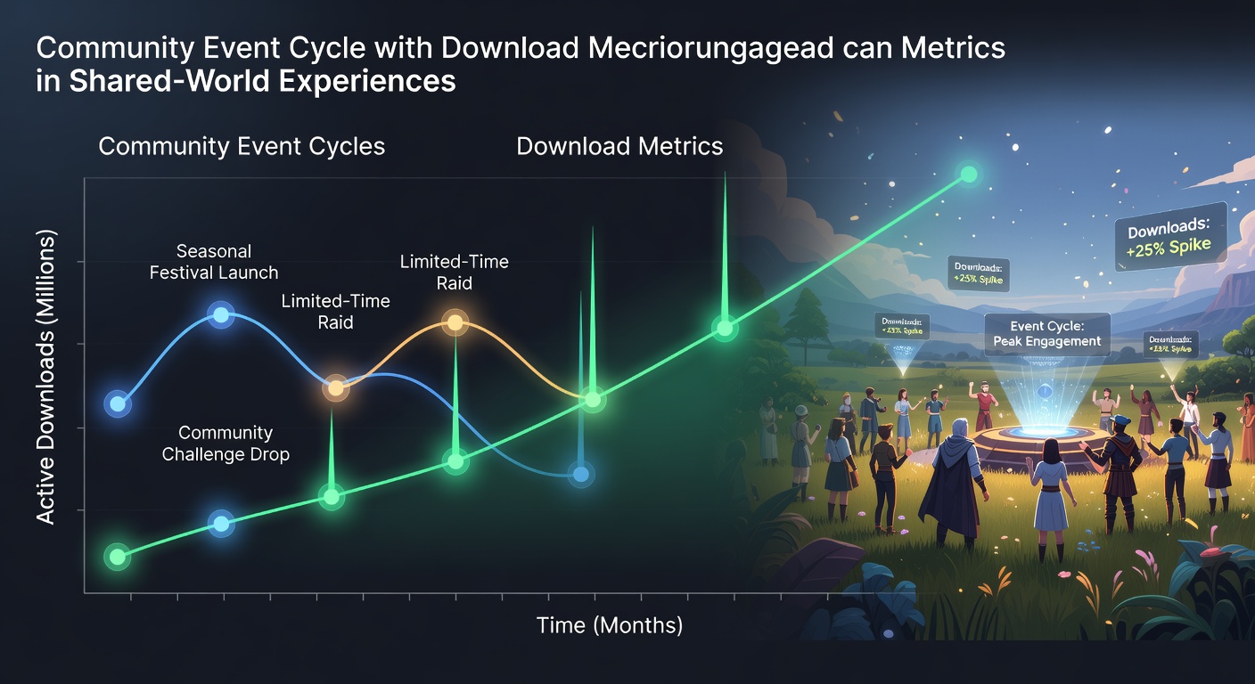 Shared-world game community events driving download patterns in multiplayer titles