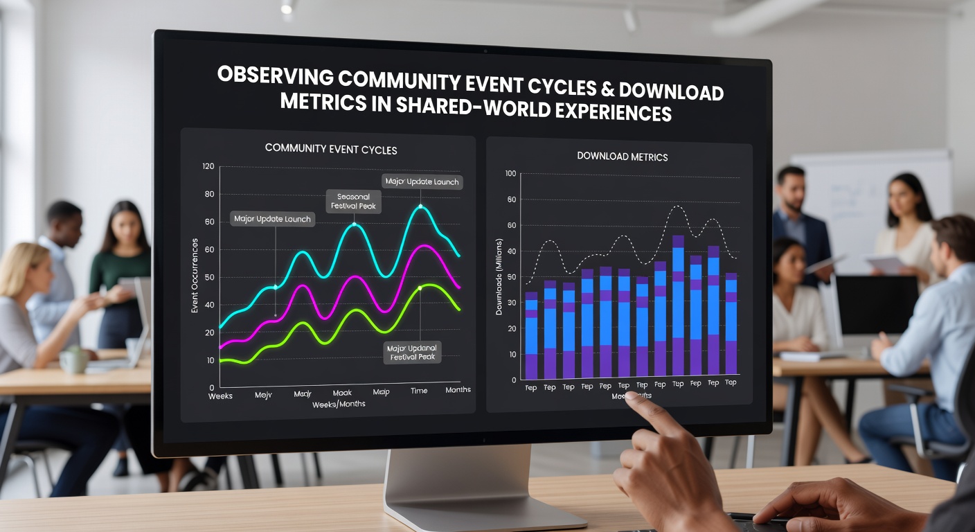 Download metric graphs aligned with recurring community events in shared-world games