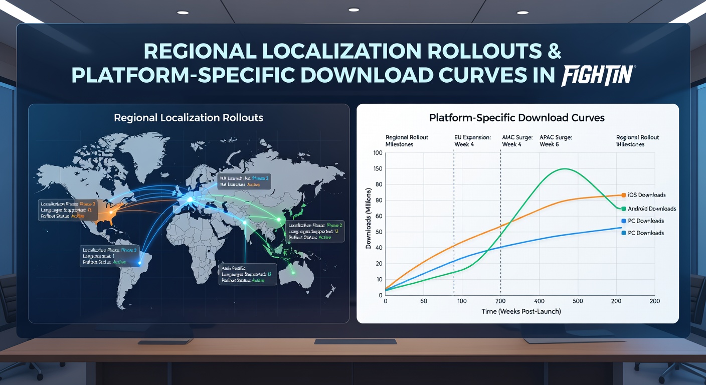 Comparison graph of fighting game download curves by region and platform in 2026