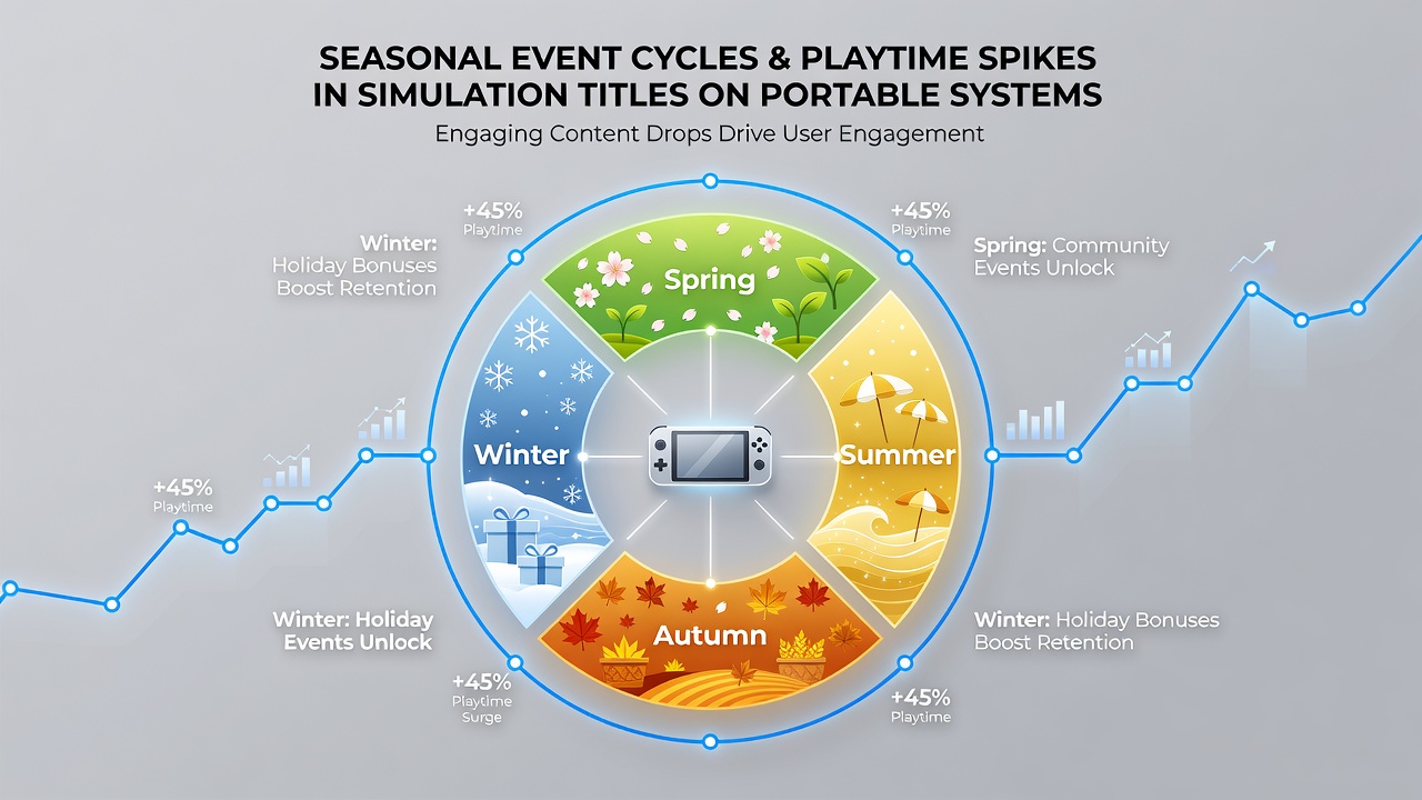 Data visualization of playtime spikes during seasonal events in portable simulation games