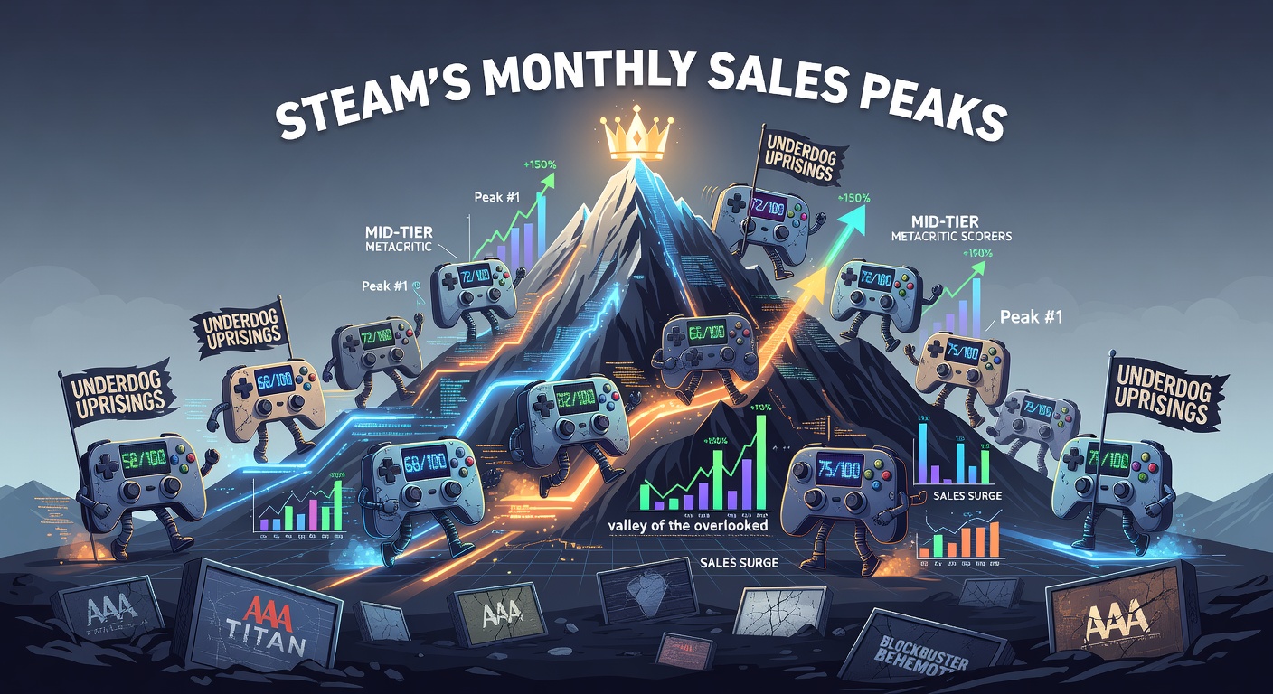 Infographic comparing Metacritic scores against Steam sales rankings for April 2026 top sellers