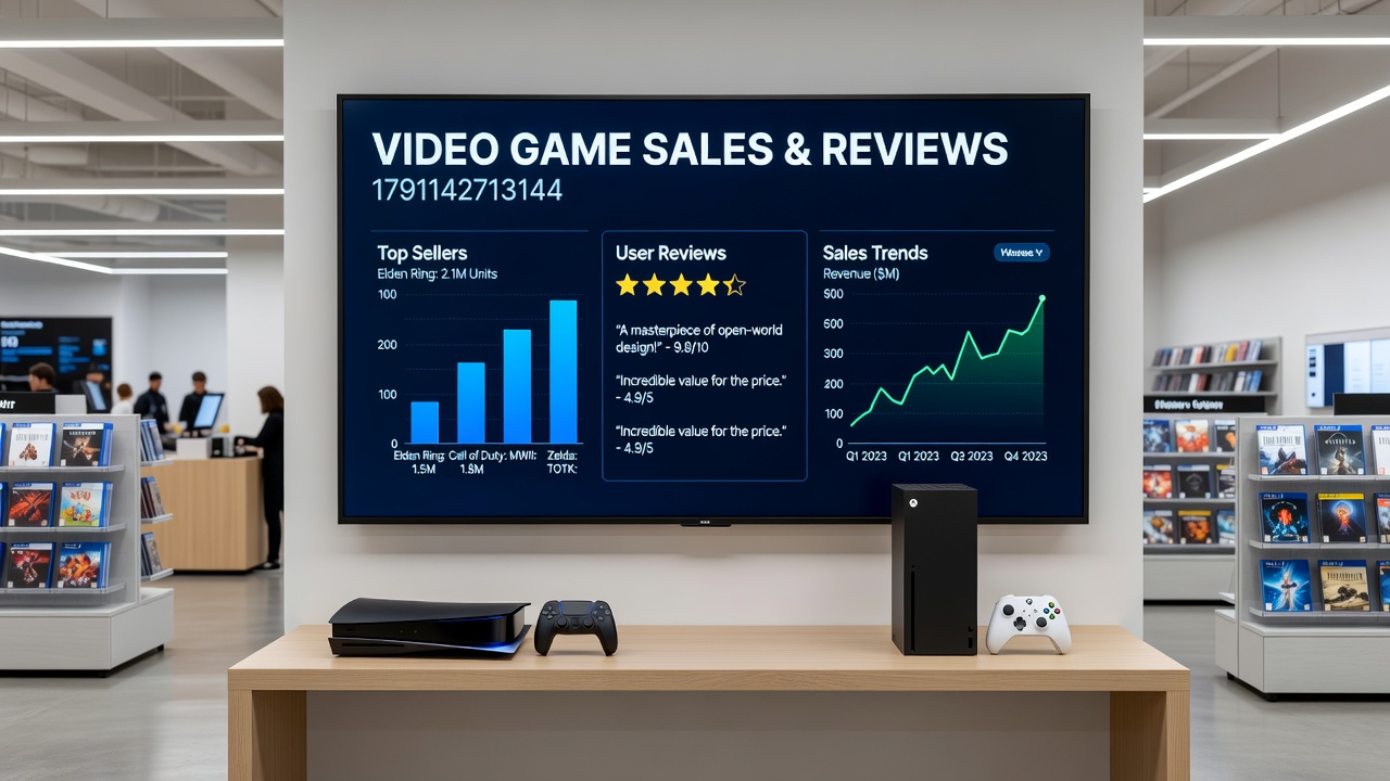 Detailed charts comparing critic scores to sales performance across PC, console, and hybrid platforms