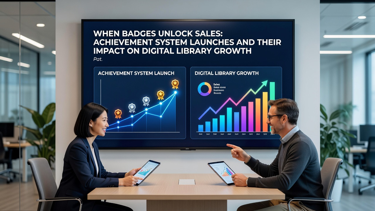 Chart illustrating sales velocity before and after achievement system deployment in digital game libraries